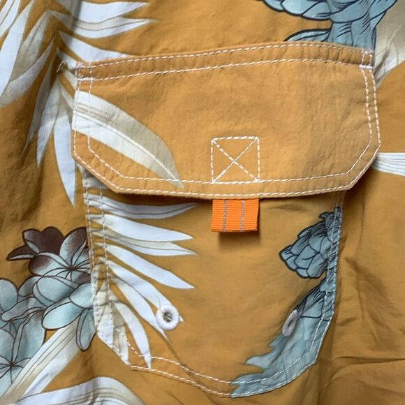Tommy Bahama Relax Gold Green Tropical Print Drawstring Swim Trunks Size XXL - Picture 6 of 14